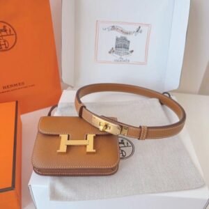 Hermes Constance Slim Leather Crossbody Wallet