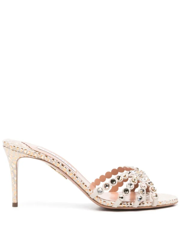 Aquazzura Embellished Tequila Leather Mules Sandals - Image 2