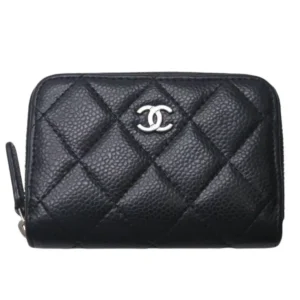 Chanel Caviar Quilted Zip Around Card Holder Coin Purse