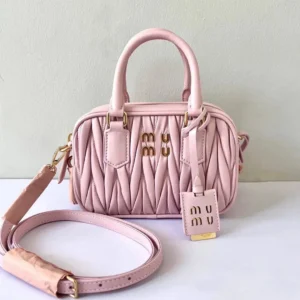 Miu Miu Arcadie Matelasse Nappa Leather Top Handel Bag