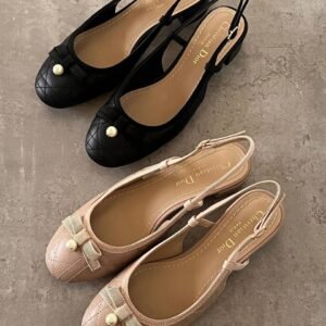 Dior Quilted Cannage Calfskin Pearl Ballet Slingback Pumps