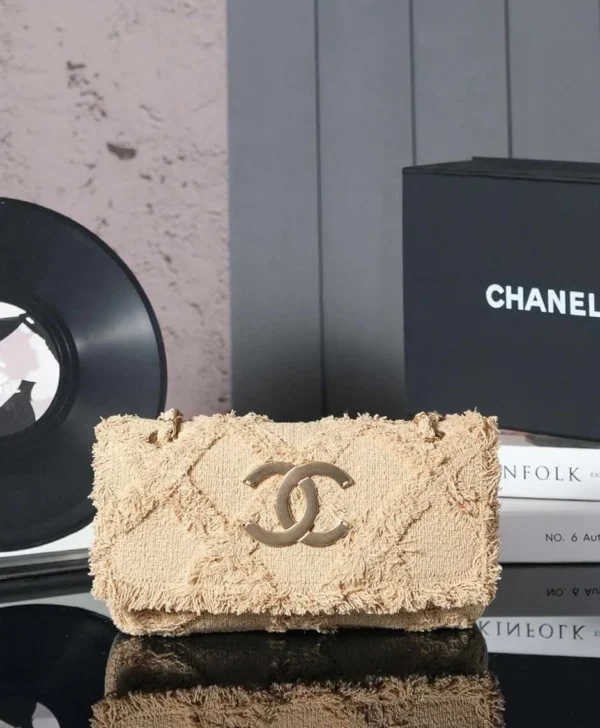 Chanel Quilted Tweed Woven Shoulder Flap Bag
