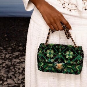 Chanel Sequin CC Logo Flap Bag with Gold Hardware