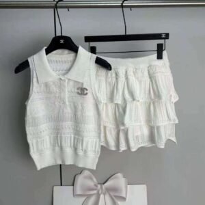 Chanel Sleeveless Knitted Women's Top, Skirt