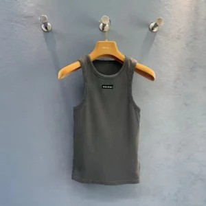 Miu Miu Garment-dyed Ribbed Knit Sleeveless Jersey Tank Top