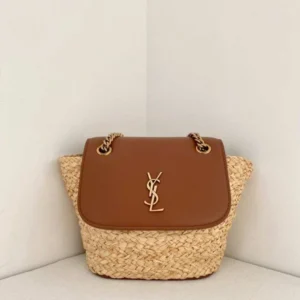 YSL Manon Mini Raffia And Leather Shoulder Bag