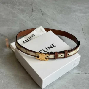 Celine Medium Triomphe Belt In Natural Calfskin