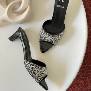 Gina Patent Leather Embellished Comet Mules Sandal