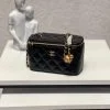 Chanel CC Logo Long Top Handle Vanity Case In Quilted Lambskin - Image 12