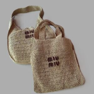 Miu Miu Woven Raffia-Effect Tote Bag