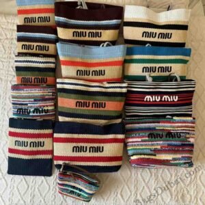 Miu Miu Crocheted Raffia-Effect Woven Tote Bag