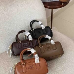 Miu Miu Arcadie Calfskin Logo-plaque Top Handle Tote Bag