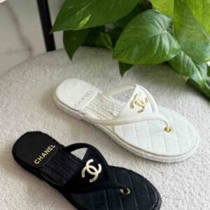 Chanel Suede Kidskin Coco Beach Thongs Sandal