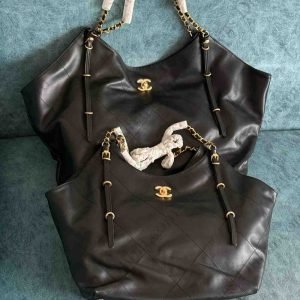 Chanel Maxi Shopping Bag In Calfskin, Gold-Tone Metal