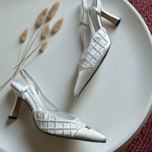 Chanel Pointed Slingback CC Pearl Heels