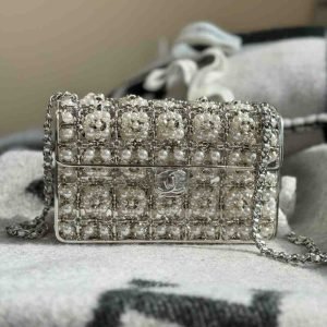 Chanel Sequin Pearls Evening Party Flap Bag