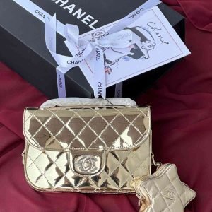 Chanel Star Coin Purse In Mirror Metallic Calfskin