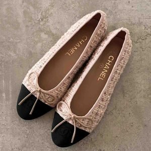 Chanel Tweed Fabric Ballet Women's Flats