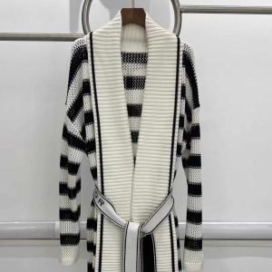 Christian Dior Striped knitted Belt Cardigan