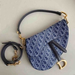 Christian Dior Denim Saddle Bag Oblique Jacquard