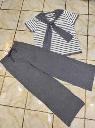 Chanel Striped Knit T-shirt, Wide-Leg Pant Set