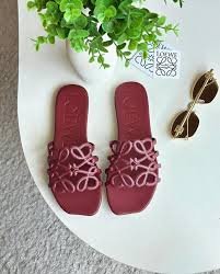 Loewe Petal Anagram Calfskin Slide Sandals