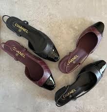 Chanel Calfskin Quilted Cap Toe CC Slingback Flats