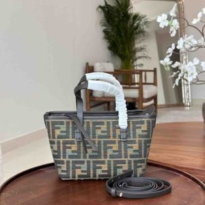 Fendi Mini Roll FF Beige Jacquard Bag