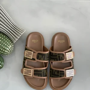 Fendi Women's Feel FF Dual Buckle Slides