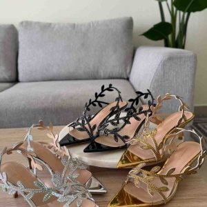 Gianvito Rossi Crystal Flavia Leather Sandals
