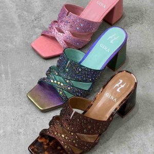 Gina Freya Crystal Embellished Leather Sandals