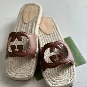 Gucci Espadrille Sandals In Interlocking G Cut Out