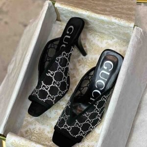 Gucci GG Crystal-Embellished Heel Sandals