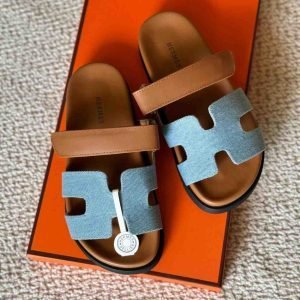 Hermes Chypre Leather Sandals For Women