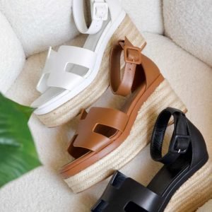 Hermes Espadrilles Elda Goatskin Wedge Sandals