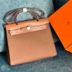 Hermes Herbag 31 Zip PM Bag In Beige Canvas