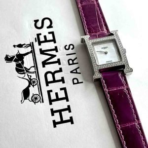 Hermes Heure H 21MM Alligator Diamond Watch