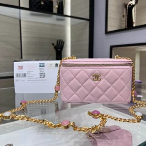 Chanel Lambskin Quilted Vanity Case Cross Body Bag