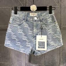 Chanel Light Wash High-Waisted Women's Denim Shorts