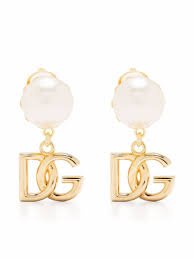 D-G Gold Plated Stones Letter DG Dangling Drop Earrings
