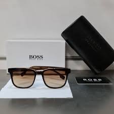 Hugo Boss Acetate Steel Temples Square Sunglasses