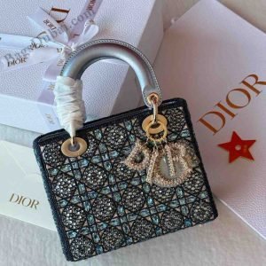 Dior Mini Lady Dior Cannage Crystal Satin Embroidered Bag - Image 7