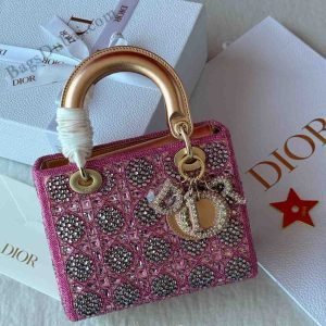 Dior Mini Lady Dior Cannage Crystal Satin Embroidered Bag - Image 4