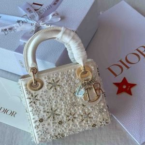 Dior Mini Lady Dior Cannage Crystal Satin Embroidered Bag