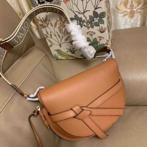 Loewe Mini Gate Bag In Soft Calfskin And Jacquard