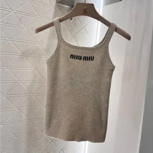 Miu Miu Ribbed Kint Seamless Melange Top