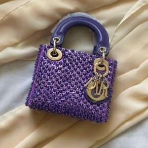 Dior Mini Lady Dior Satin Embroidered with Pearls Bag