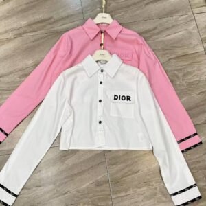 Dior Logo Embellished Cropped Long Sleeves Women's Shirt