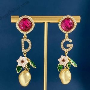 D-G Alphabet D and G Multicolored Pearl Long Dangles Earring