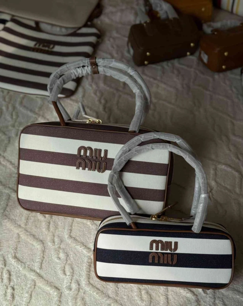 Miu Miu Canvas and Leather Beau Bag - Image 2